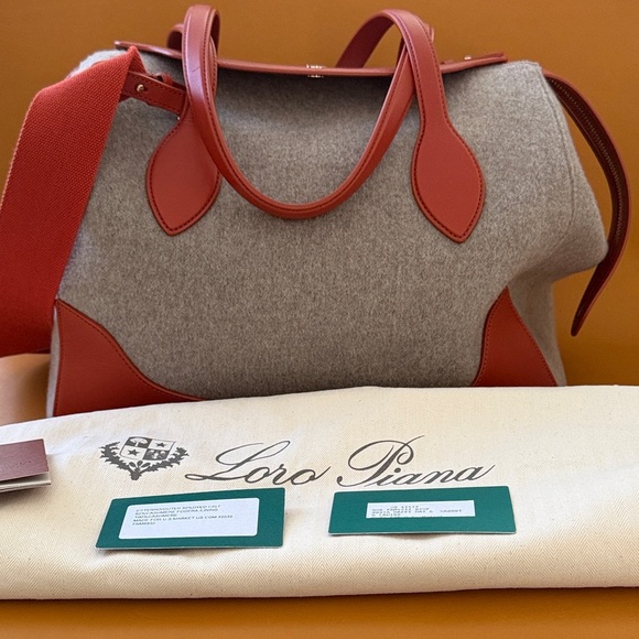 LORO PIANA Happy Day large leather-trimmed felt tote - Picture 3 of 14